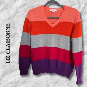 {Liz Clayborne} COTTON V-Neck Sweater